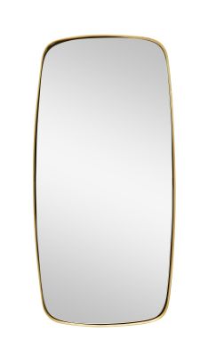 Rechteckiger Wandspiegel mit abgerundeten Ecken und Messingrahmen, Hübsch Interior Spiegel.